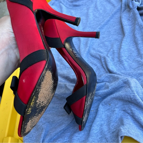 Unlisted Red and Black Bow Peep-toe Heels - Picture 6 of 7